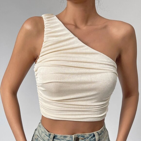 SHEIN Tops - One Shoulder Ruched Crop Top
